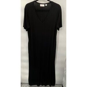 Belle By‎ Kim Gravel Medium Tall Black Short-Sleeve V-Neck Maxi Dress A570754